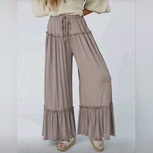 Women's Vintage Purple Ruffle Hem Pants